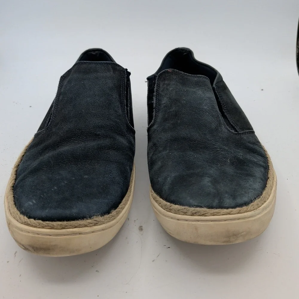 Stalker Mens 9.5 Navy Blue Leather Slip On Espadrille Sneakers Brazil 87000039